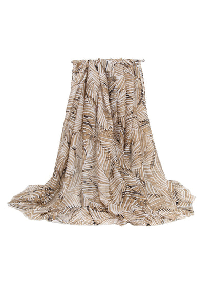Scarvii - Vacation Style Leaves Printed Fashion Scarf