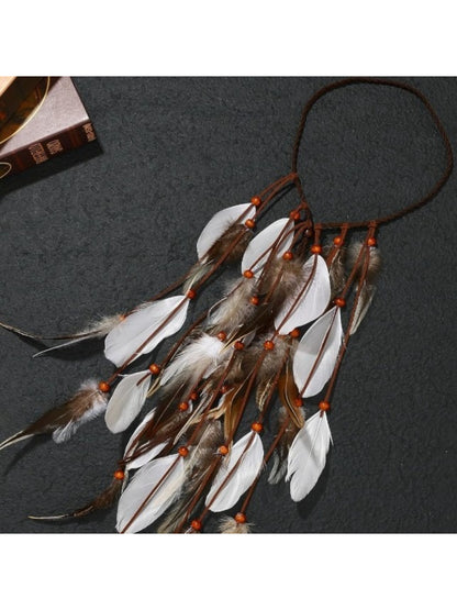 Hairish - Bohemian Feather Woven Hair Headpiece
