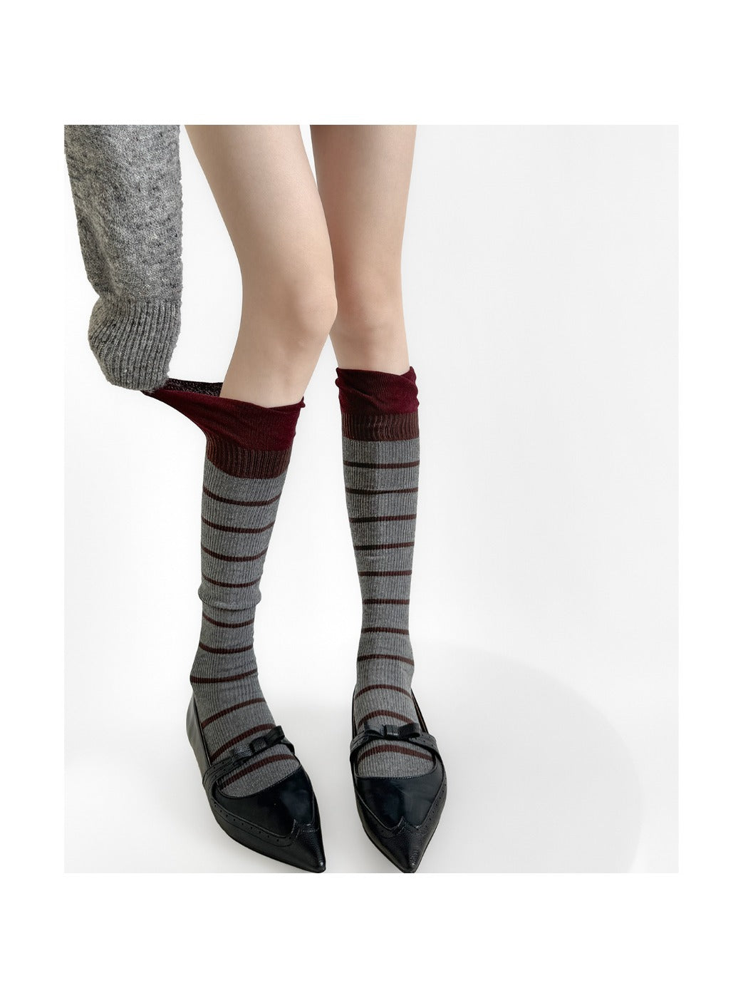 Rufia - Color Block Striped Mid-Calf Socks