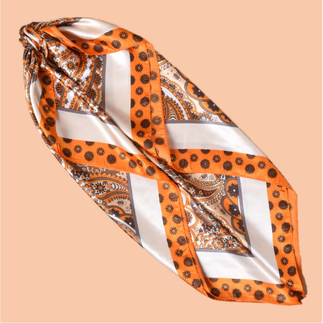Scarvii - Vintage Paisley Orange Blue Square Scarf