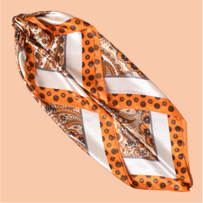 Scarvii - Vintage Paisley Orange Blue Square Scarf