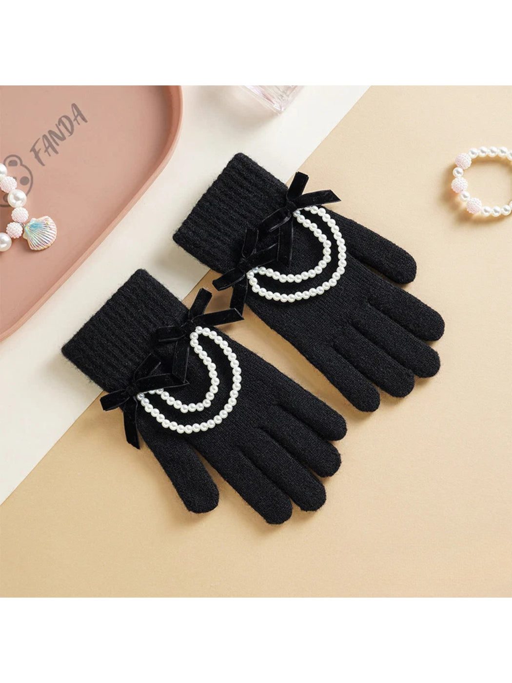 Gloving - Bow and Beaded Touchscreen Gloves