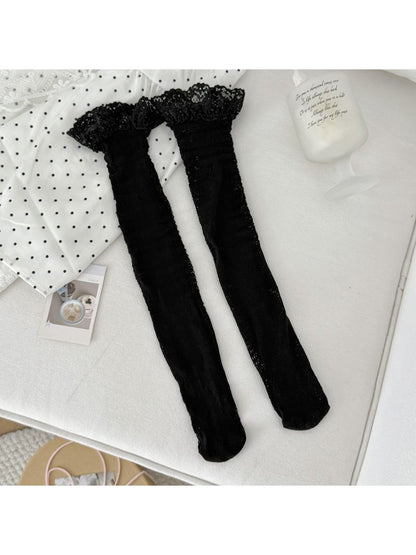 Rufia - Lightweight Lace Edge Sheer Mid-calf Socks