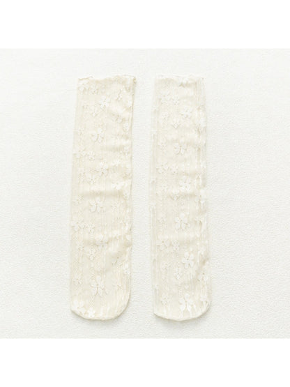 Rufia - Candy Stripe Floral Lace Sheer Socks