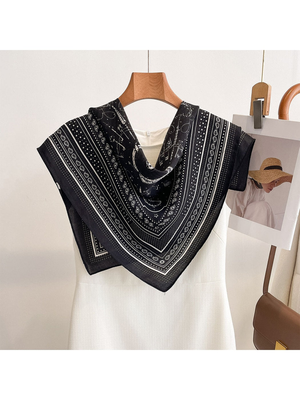 Scarvii - Muted Key Pattern Border Square Scarf
