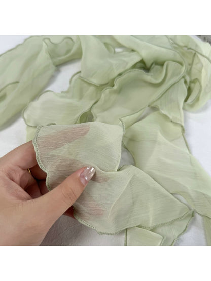 Scarvii - Slim Ruffle Edge Decorative Long Scarf