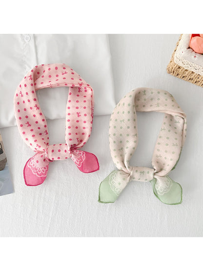 Scarvii Polka Dot Bow Square Scarf