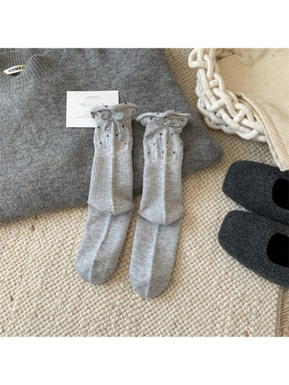 Rufia Ribbon Ruffle Dot Crew Socks product image