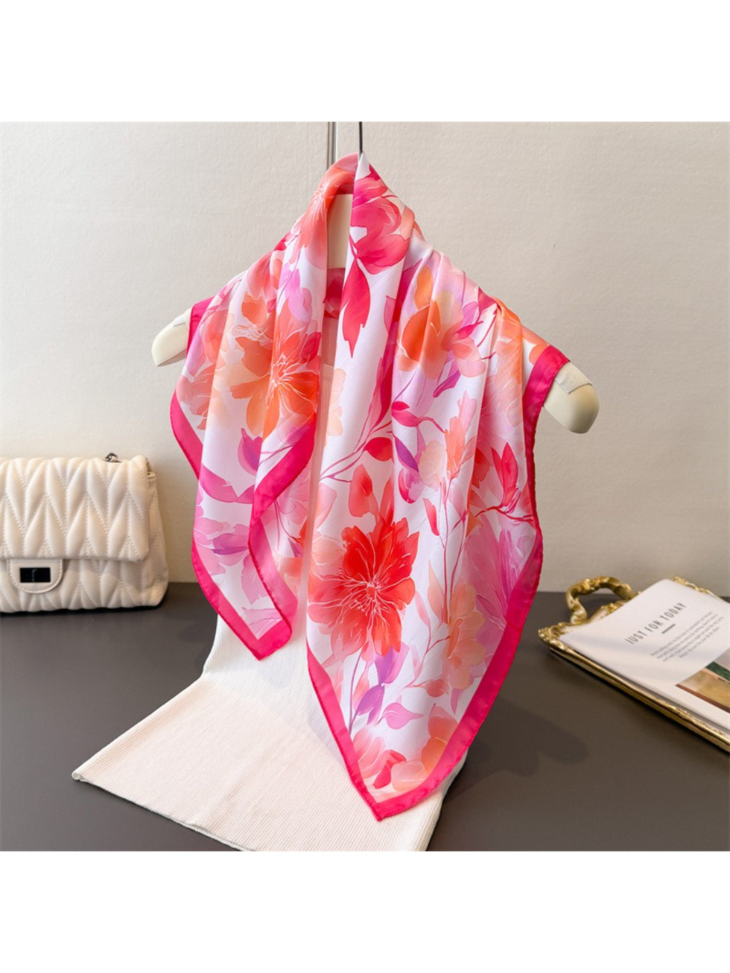 Scarvii - Spring Floral Print Square Scarf