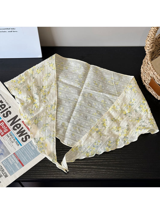 Scarvii - Ditsy Floral Ruffle Edge Triangle Scarf