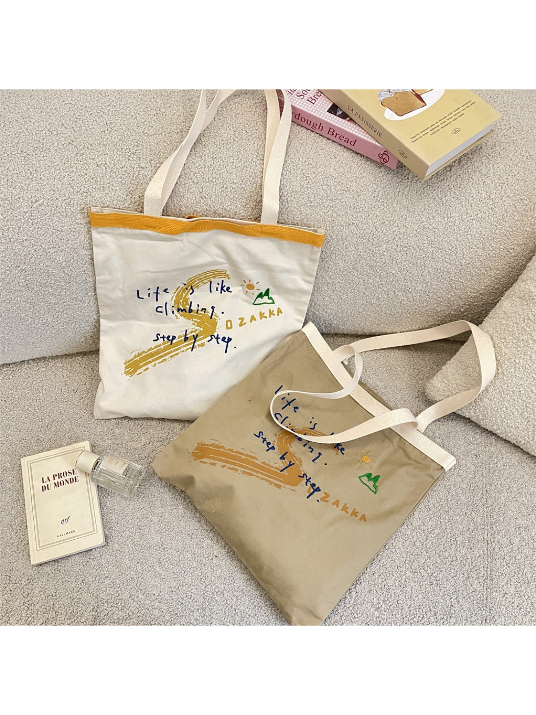 Cosbai classic check pattern casual tote bag front view