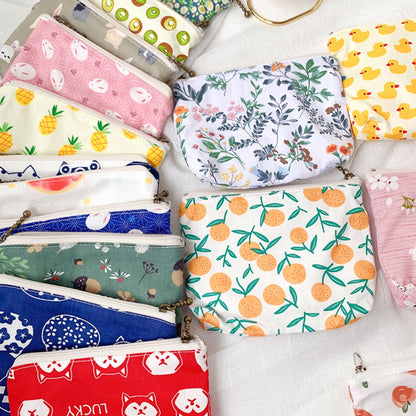 Cosbai canvas printed coin purse displayed flat with vibrant multicolor pattern
