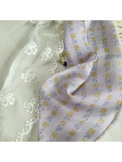 Scarvii - Lace Double Layer Floral Long Narrow Scarf