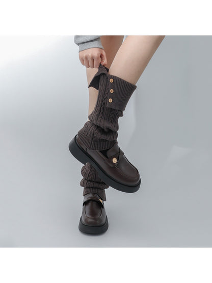 Cozyra - Button Cuff Knit Mid-Calf Leg Warmers