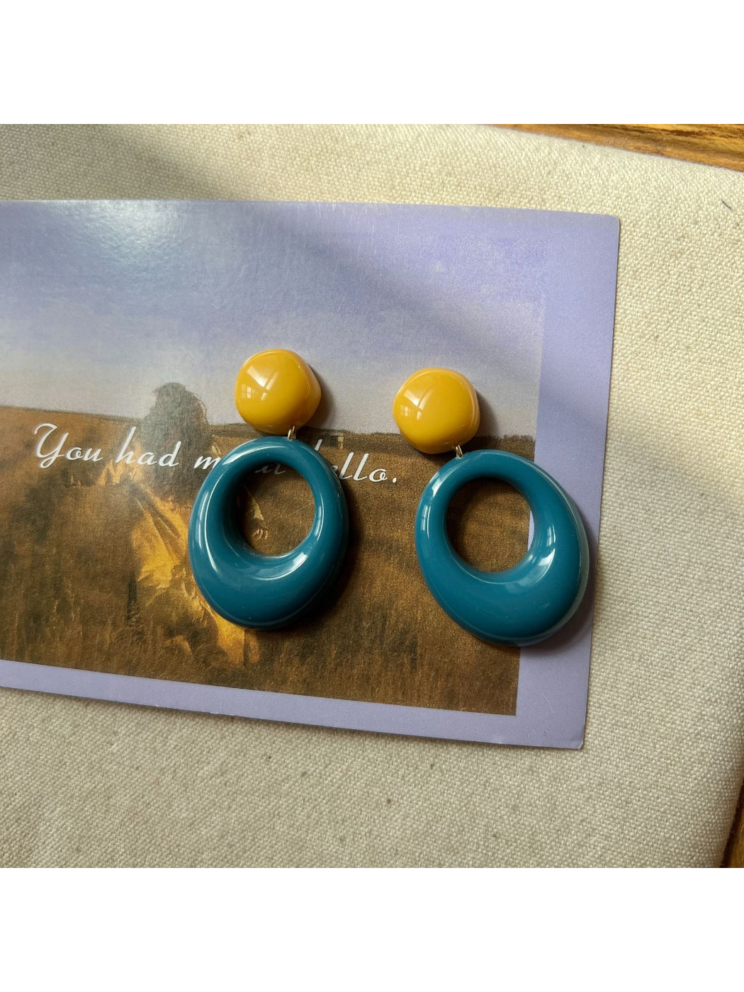 Earwish - Color Block Oval Drop Earrings