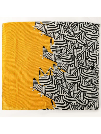 Scarvii - Yellow Zebra Print Crinkle Scarf