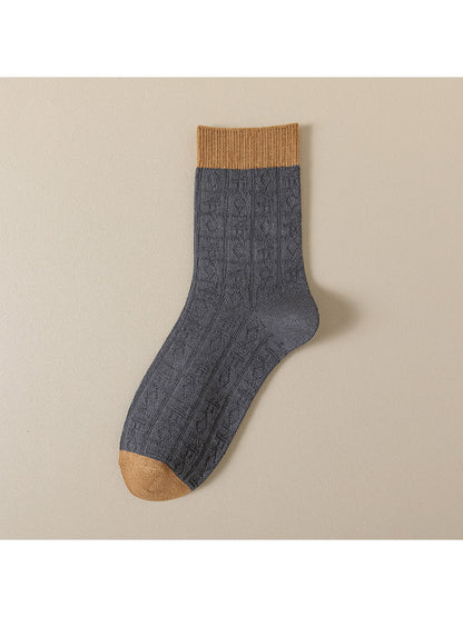 Rufia - Geometric Print Ribbed Crew Socks