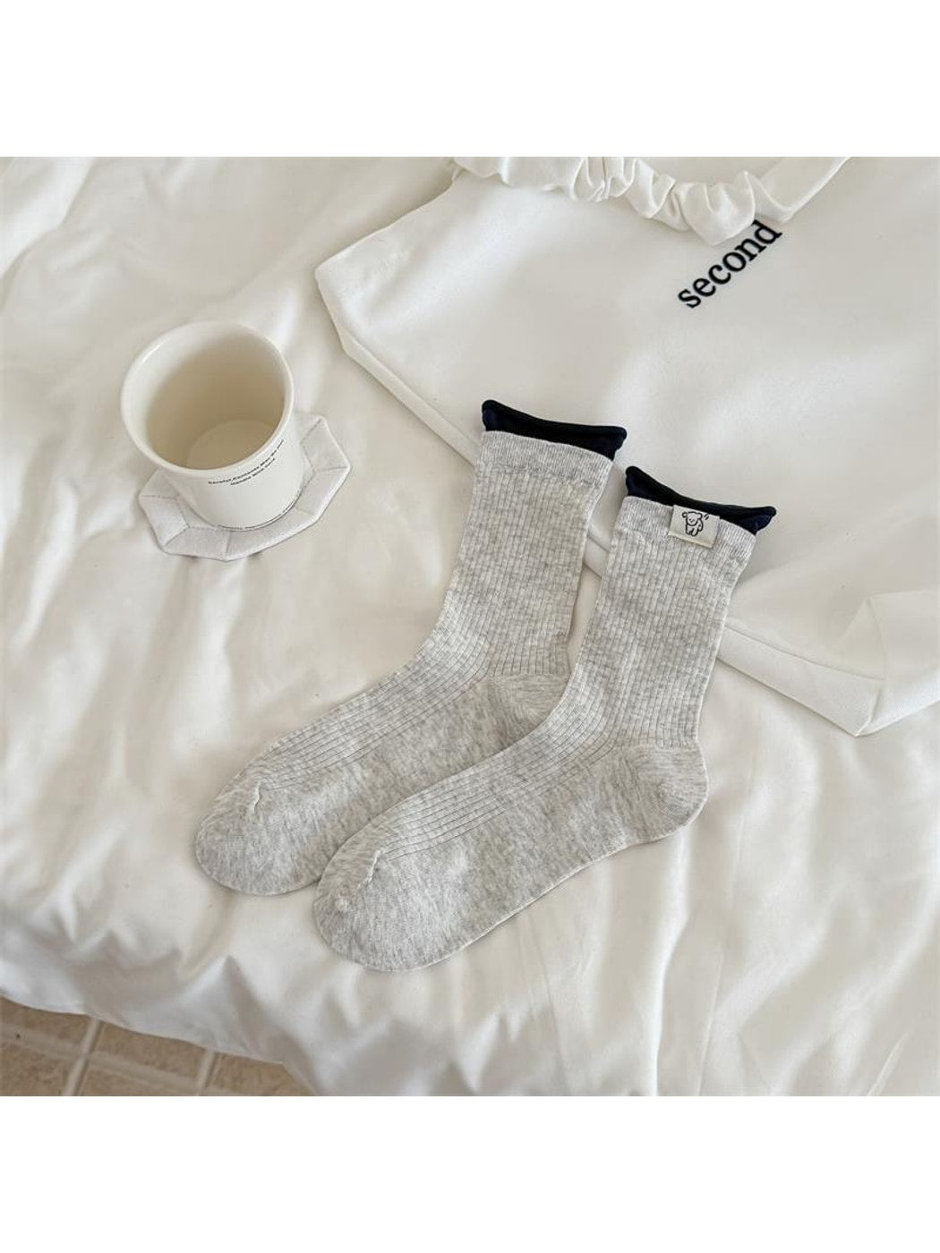 Rufia - Rolled Cuff Ribbed Casual Crew Socks
