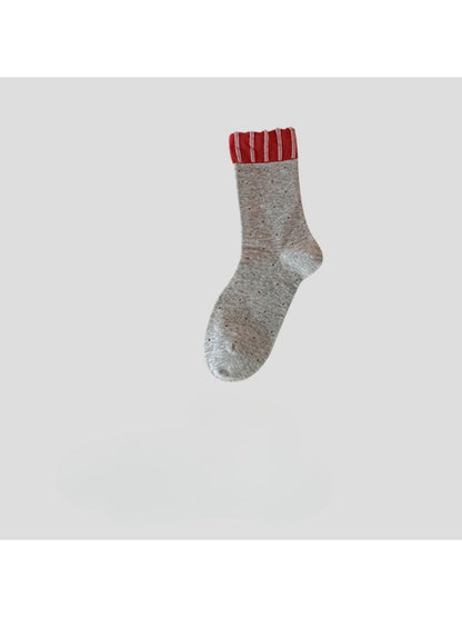 Rufia - Red Pattern Mix Crew Socks