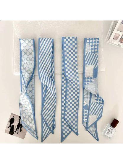 Scarvii - Blue Geometric Pattern Skinny textile accessory