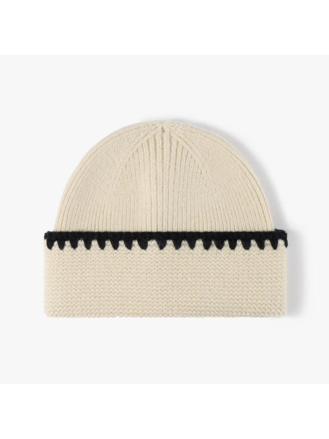 Haila - Contrast Trim Fold-Over Knit Beanie