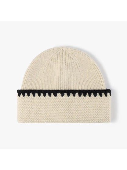Haila - Contrast Trim Fold-Over Knit Beanie
