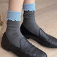 Rufia - Grey Classic Pattern Turn-Cuff Mid-Crew Socks