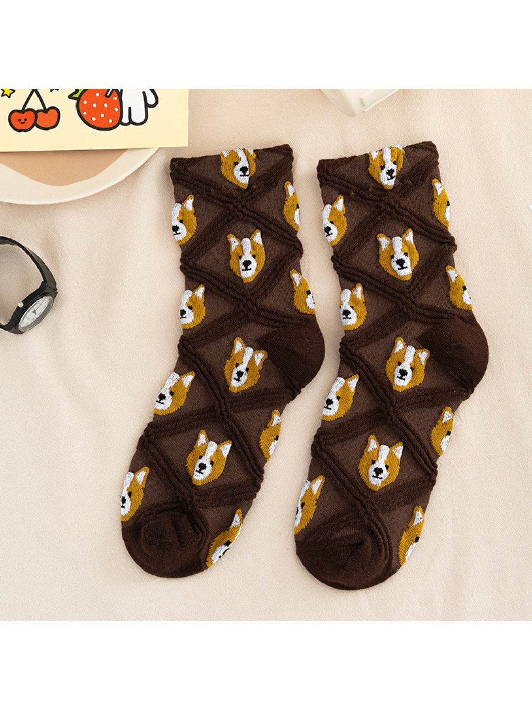 Rufia - Cozy Bear Pattern Crew Socks