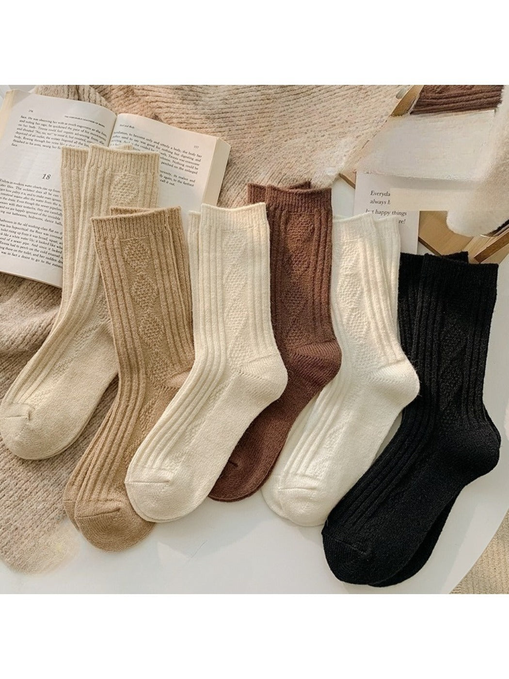 Rufia - Solid Color Mid-Calf Socks