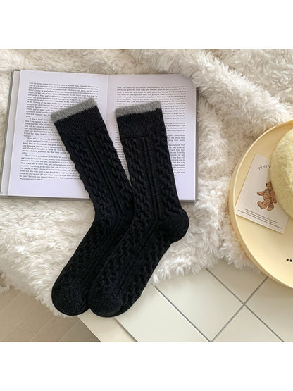 Rufia - Fuzzy Lined Cable Knit Crew Socks