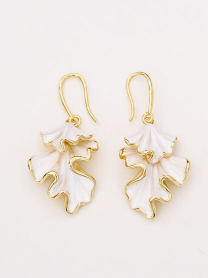 Earwish - Irregular Ginkgo Leaf Metal Earrings - Elegant & Chic