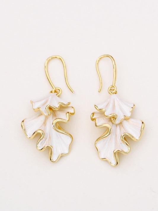 Earwish - Irregular Ginkgo Leaf Metal Earrings - Elegant & Chic