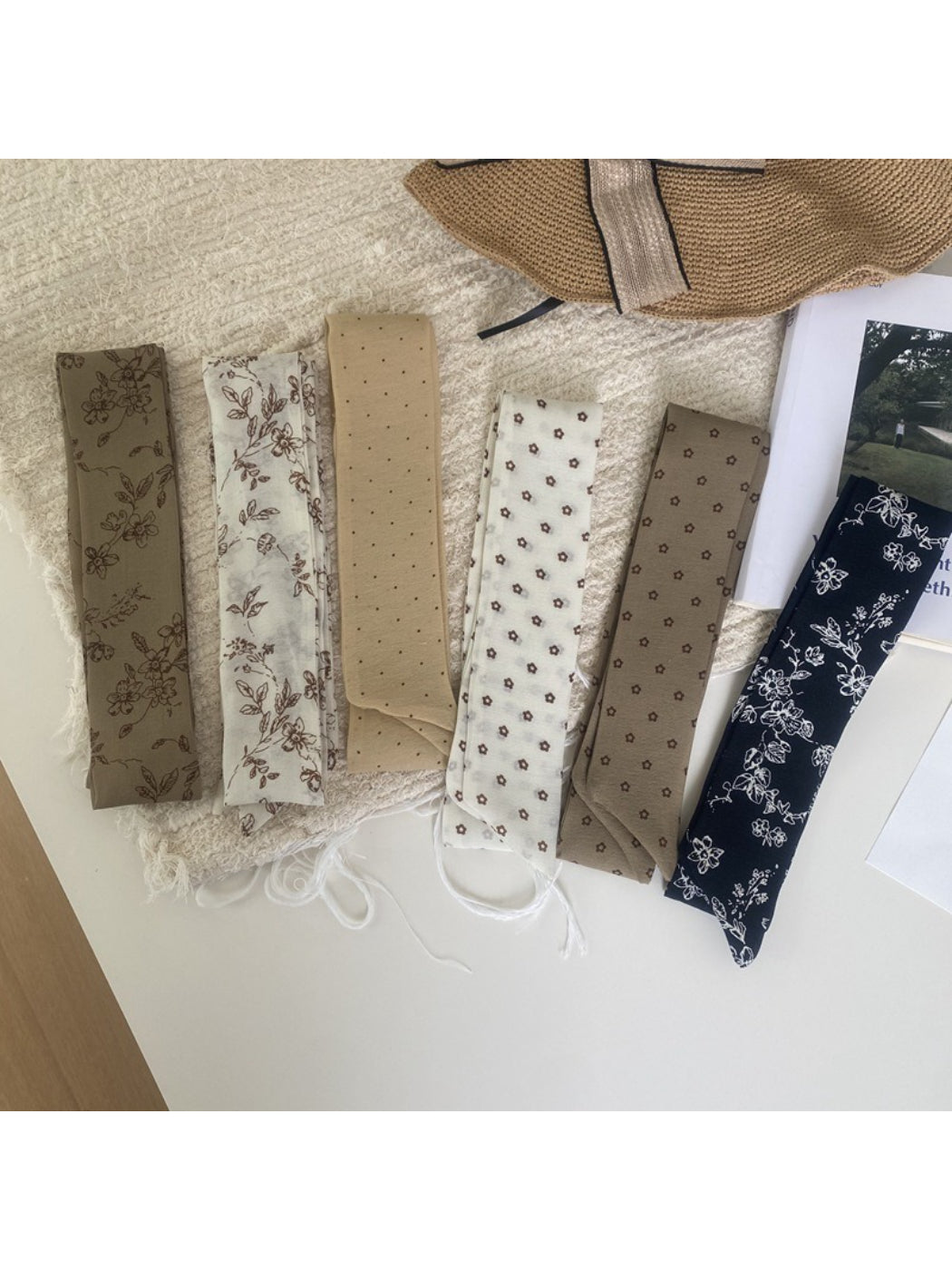 Scarvii - Minimal Floral Ribbon Skinny Scarf