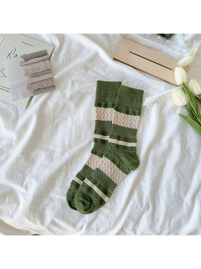 Rufia - Textured Zigzag Stripe Crew Socks