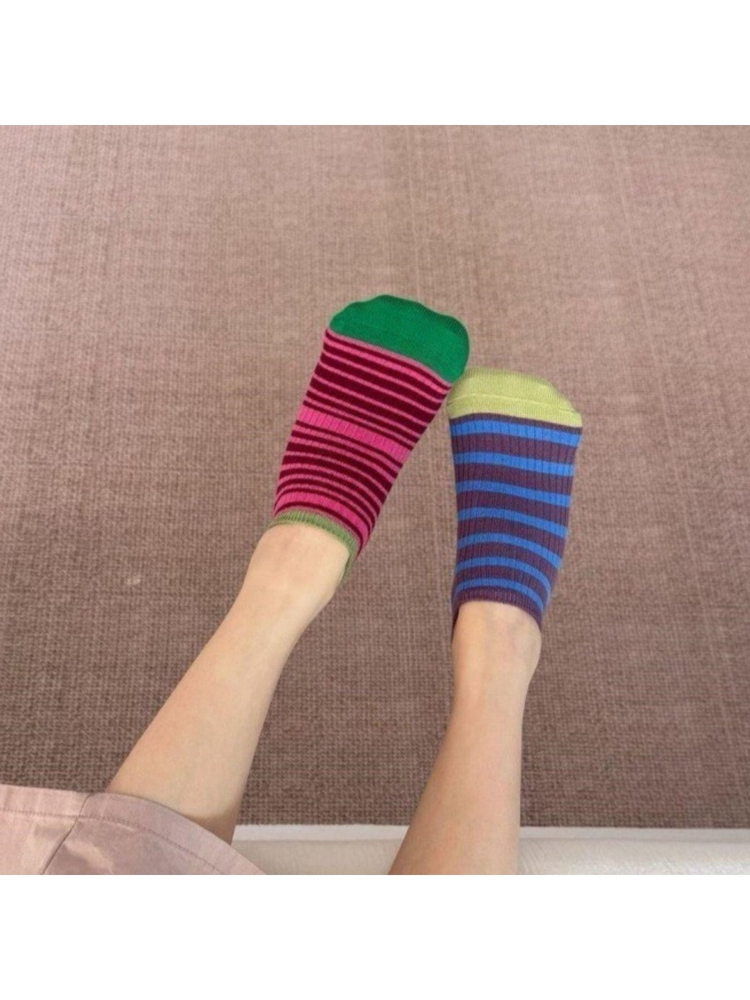 Rufia - Striped Colorblock Fashion No-Show Socks