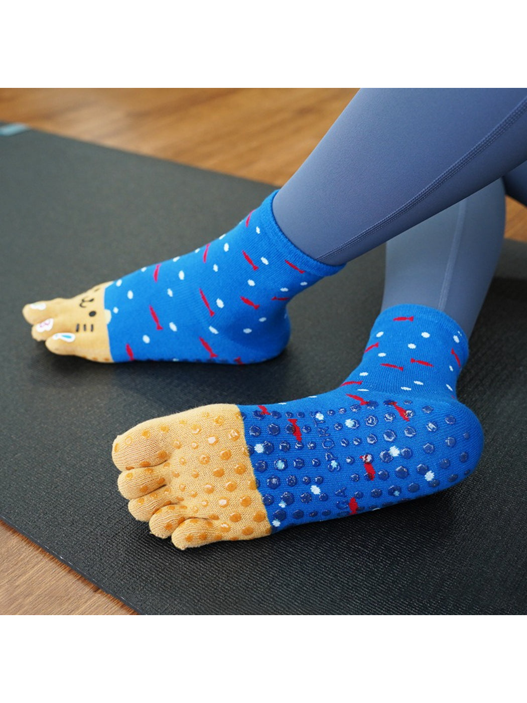Rufia - Cat Face Five-Toe Yoga Grip Socks