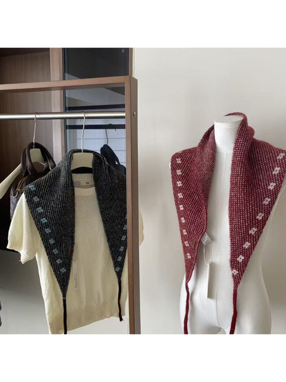 Scarvii - Floral Border Triangle Knit Scarf
