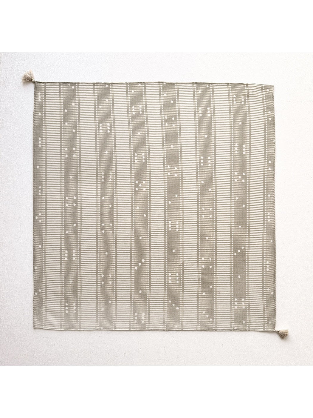 Scarvii - Fine Striped Polka Dot Print Square Scarf