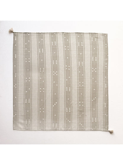 Scarvii - Fine Striped Polka Dot Print Square Scarf