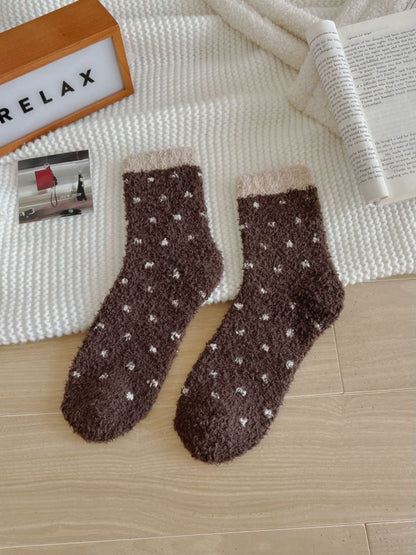 Rufia - Small Dot Pattern Contrast Cuff Socks