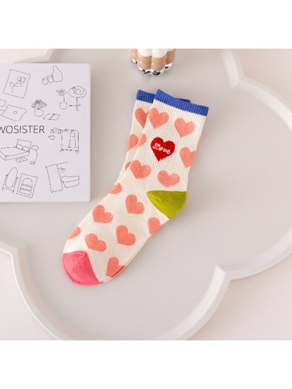 Rufia - Playful Heart Print Crew Socks