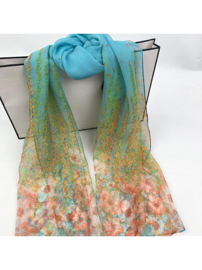 Scarvii - Floral Print Scarf - Lightweight & Elegant