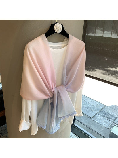 Scarvii - Minimal Gradient Lace Edge Shawl Scarf