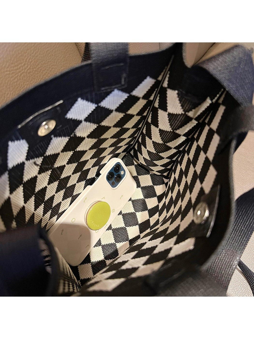 Cosbai - Black & White Large Capacity Tote Bag - Bold & Spacious