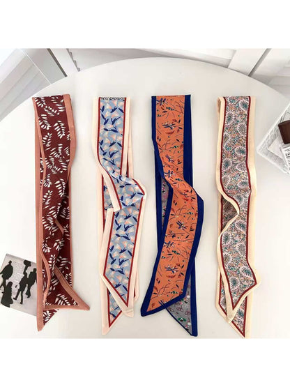 Scarvii Botanical Bird Print Skinny Scarf
