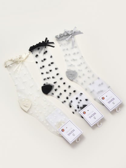 Rufia - Sheer Polka Dot Bow Socks