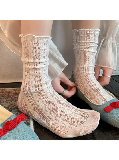Rufia - Delicate Openwork Crew Socks