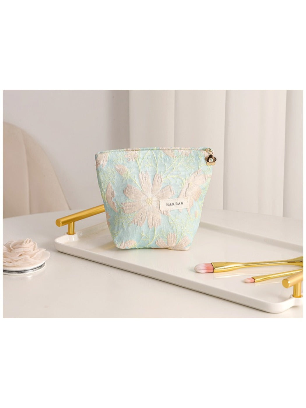 Cosbai -  Elegant Cosmetic Bag with Floral Patterns