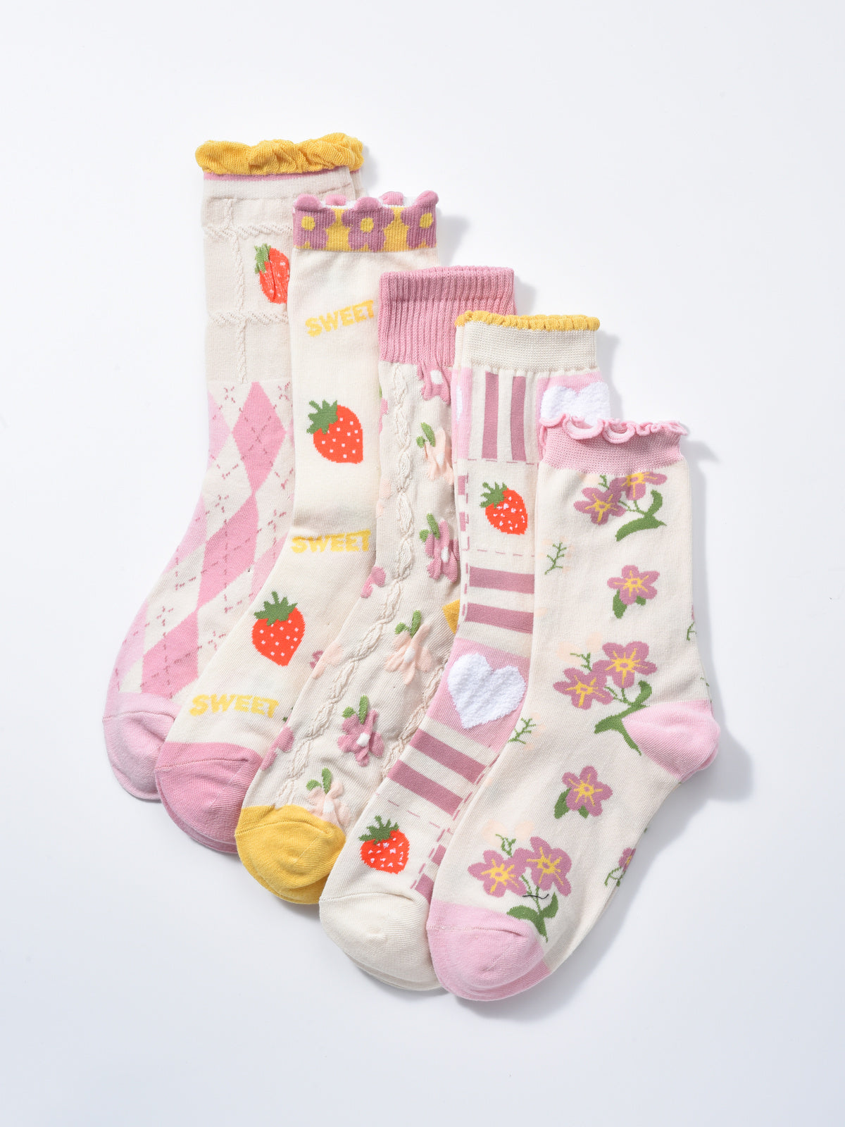 Rufia -  Strawberry Floral Pattern Women's Socks