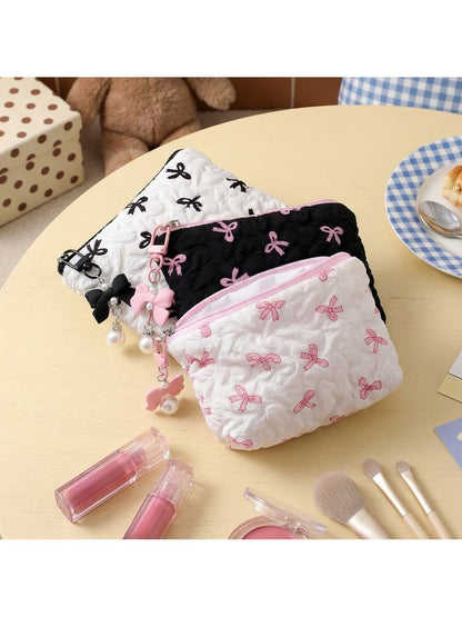Cosbai - Bow Detail Bucket and Pouch Storage Bag